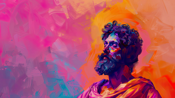 Colorful Apostle Paul Abstract Portrait, space for quote background