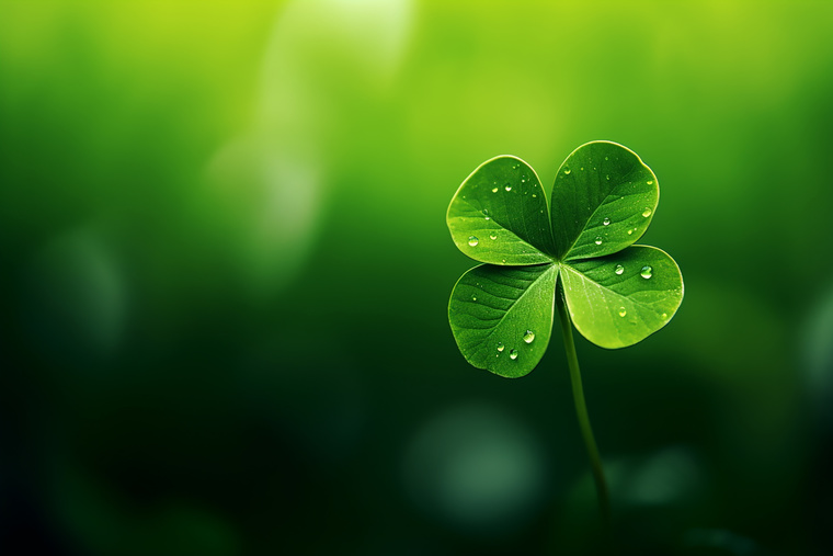 A four-leaf clover on a green background